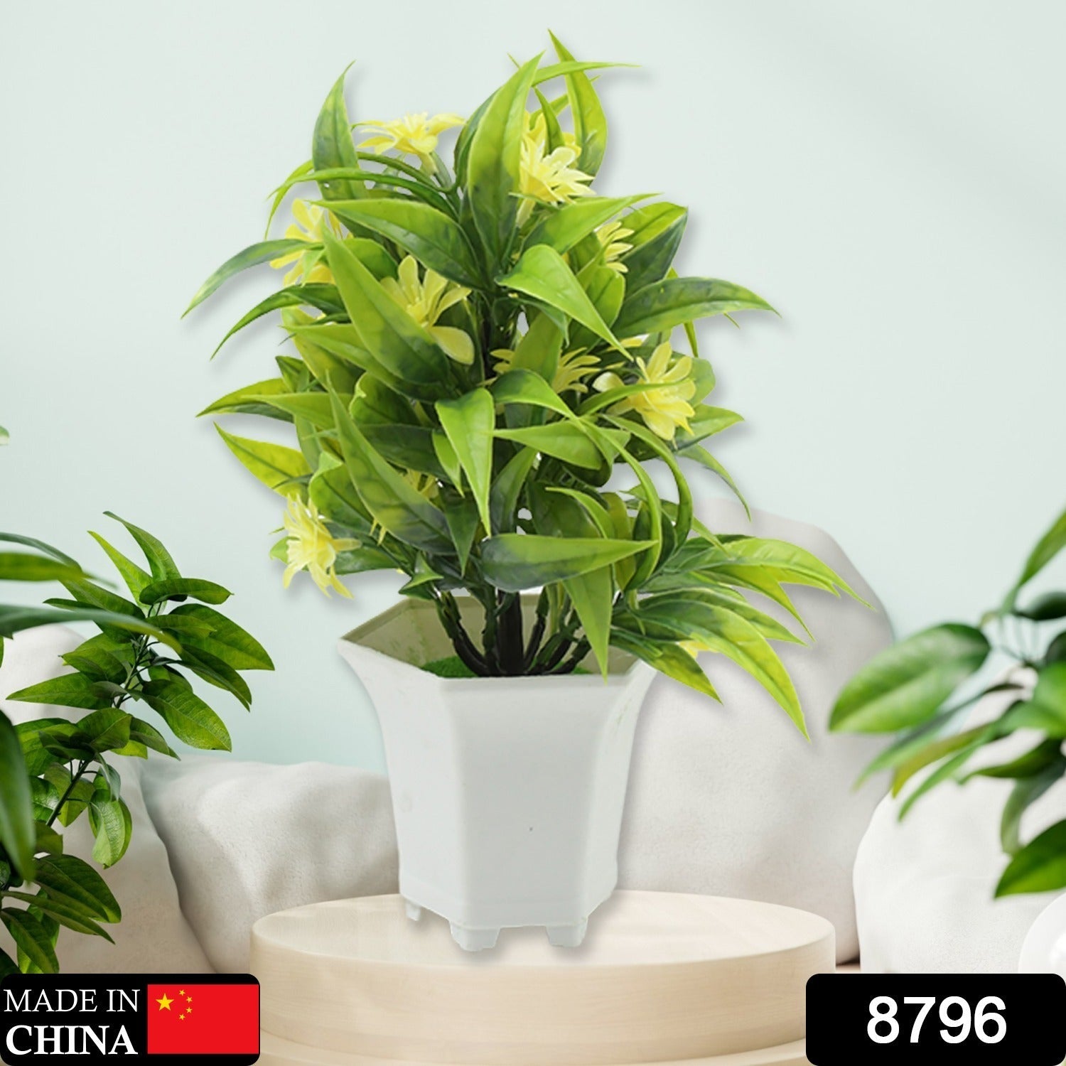 Artificial Flower Plant with Cute Pot – Tabletop Decor for Home & Office (1 Pc) - view 2
