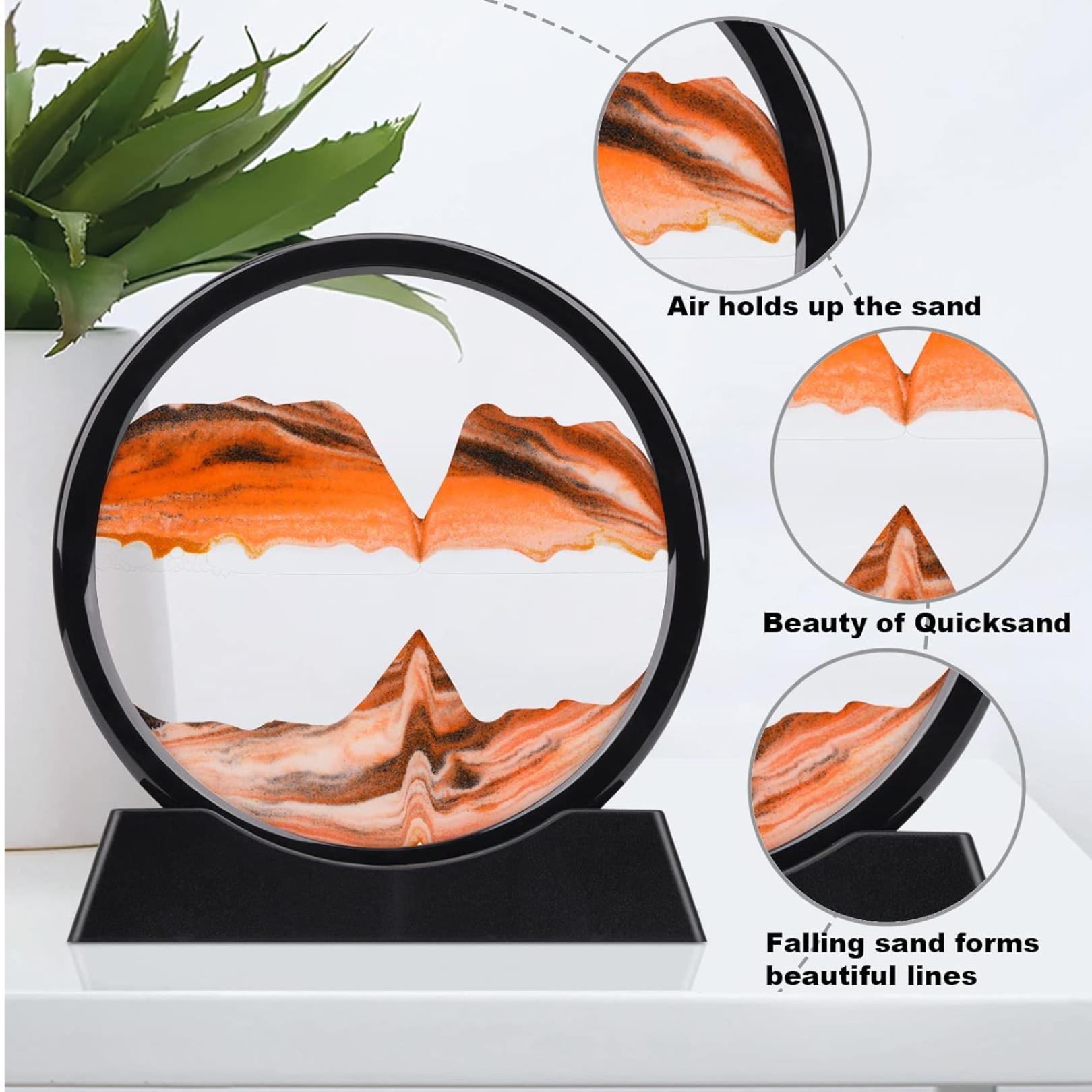 3D Moving Sand Art – Liquid Motion Deep Sea Sandscape with Round Glass Frame (1 Pc) - view 3