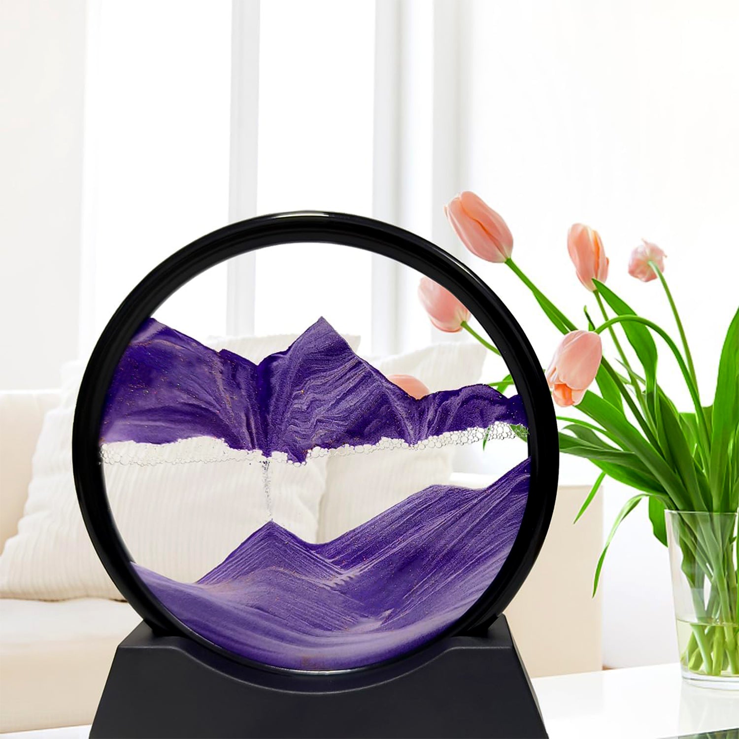 3D Moving Sand Art – Liquid Motion Deep Sea Sandscape with Round Glass Frame (1 Pc) - view 4
