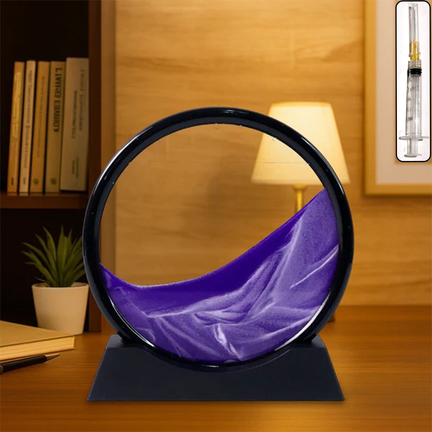 3D Moving Sand Art – Liquid Motion Deep Sea Sandscape with Round Glass Frame (1 Pc)