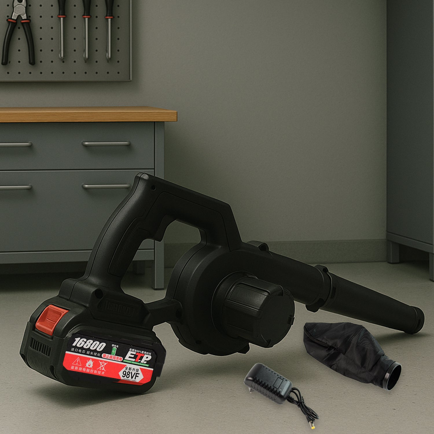 Multi-Purpose Home and Garden Air Blower Kit with Collection Bag for Easy Cleaning