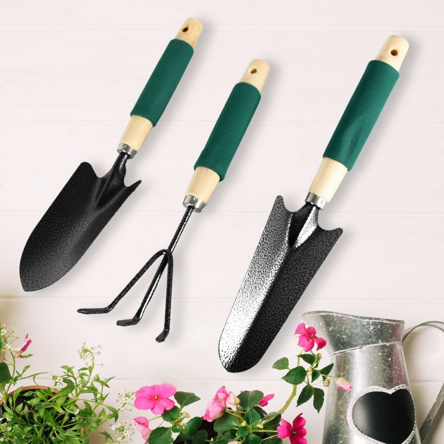 Gardening Tools Hand Cultivator Trowel Heavy Duty Wooden Handle 3 Pc - view 3