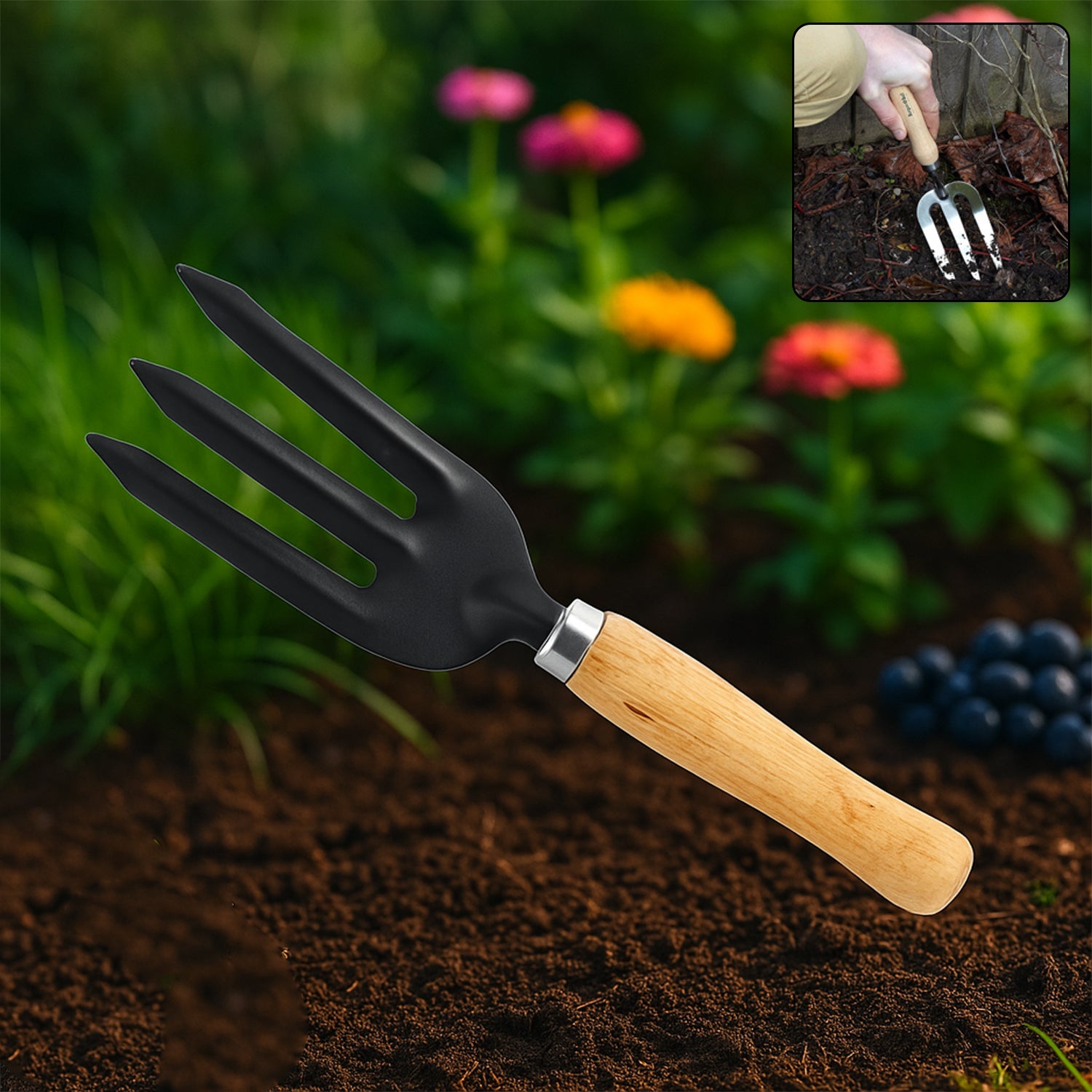 Hand Weeding Fork (Steel, Black)