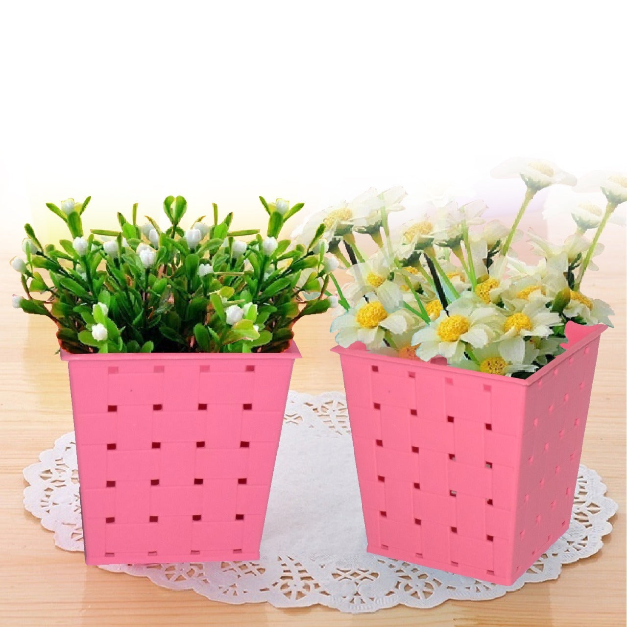 Square Single Plant Railing Dotted Planters - view 3