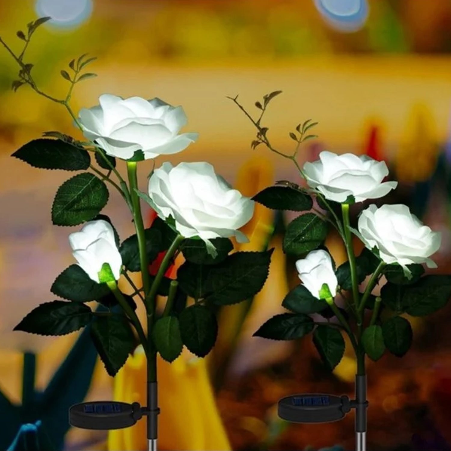Solar Powered Decorative Garden Flower Lights Set of 2 - view 2