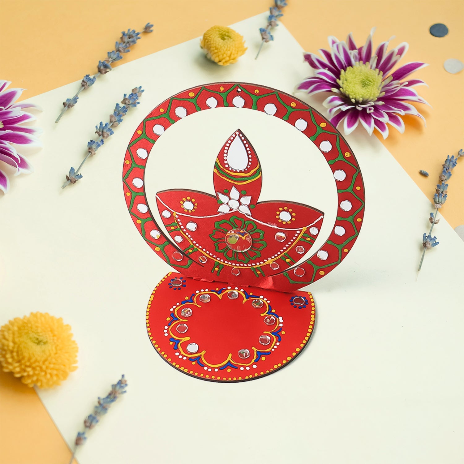Handcrafted Wooden Decorative Diya Stand (1 Pc) - view 6
