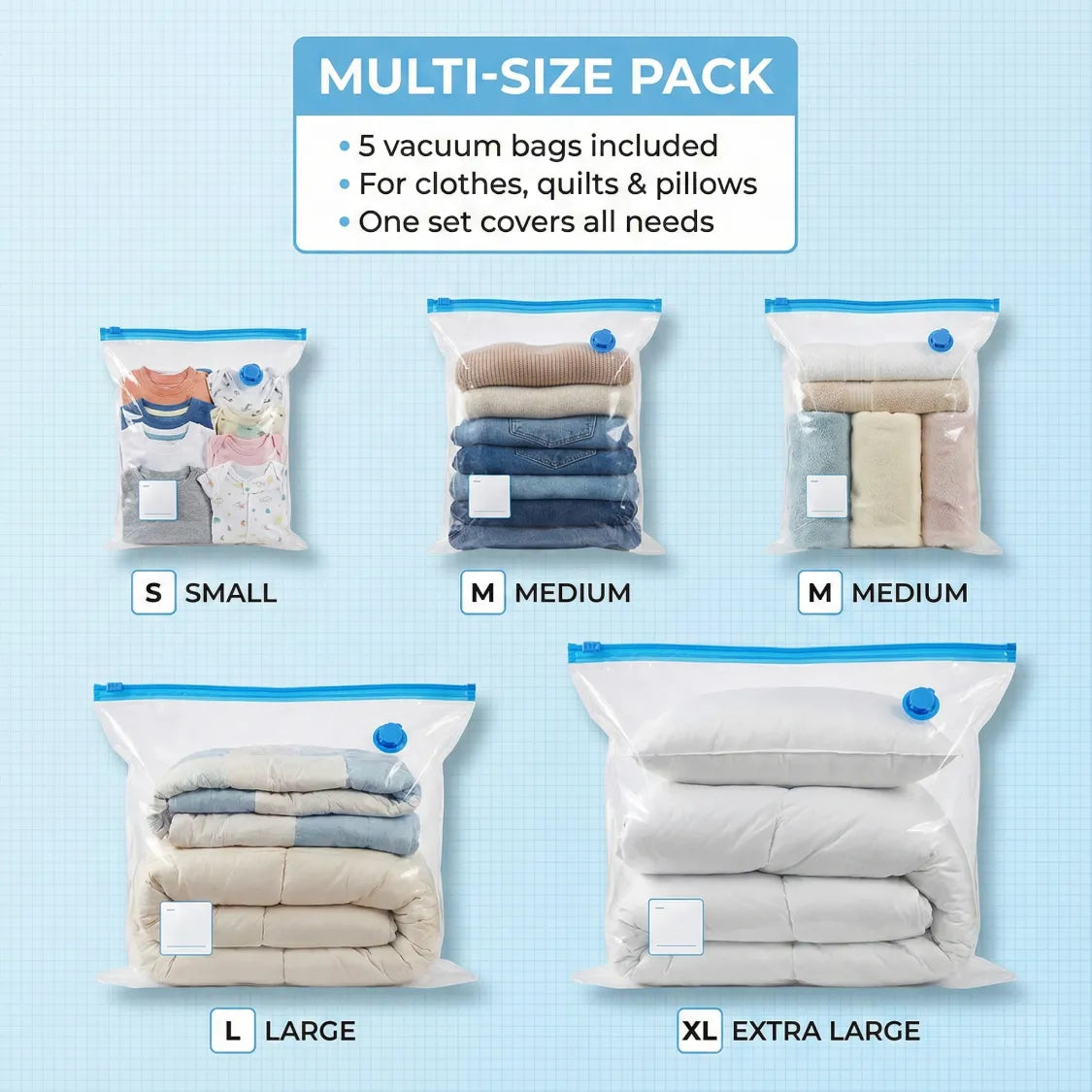 Vacuum Storage Bags, Compression Bags (5 Pcs Set) - view 3