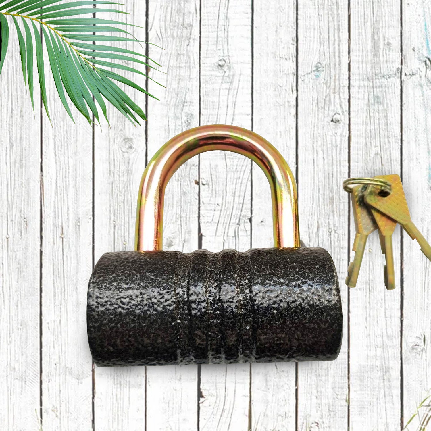 Heavy-Duty Iron Padlock – 82mm Black with Brass Core & 5 Keys, Waterproof - view 4