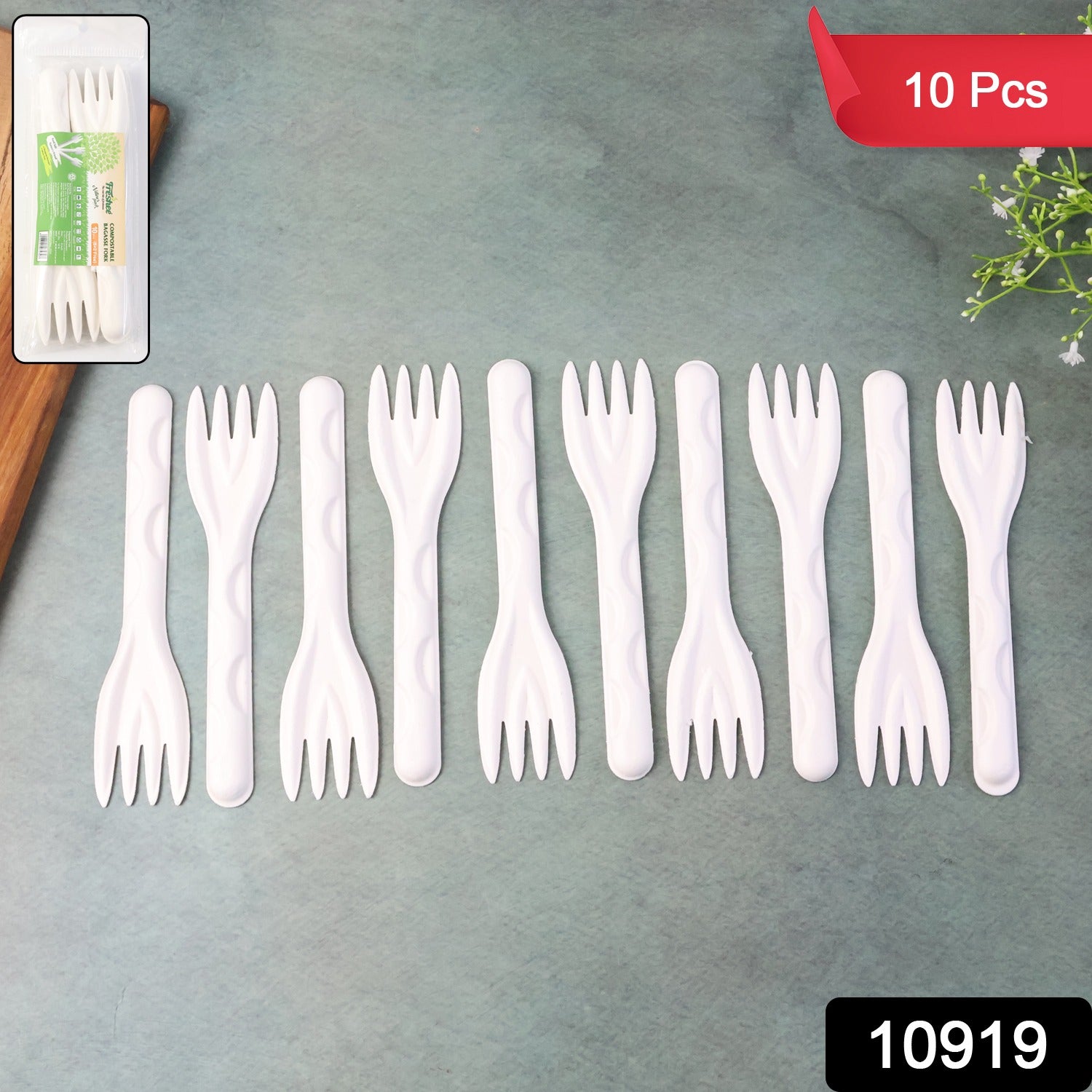 Compostable Bagasse Fork – 10 Pcs Pack - view 2