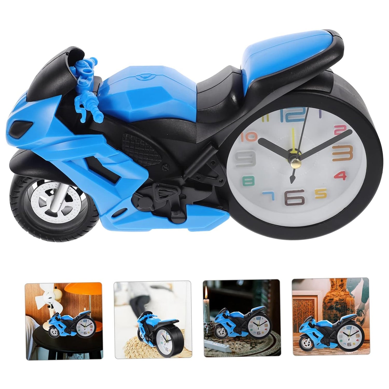 Retro Motorcycle Alarm Clock – Novelty Bike Engine Style Desk Clock - view 3