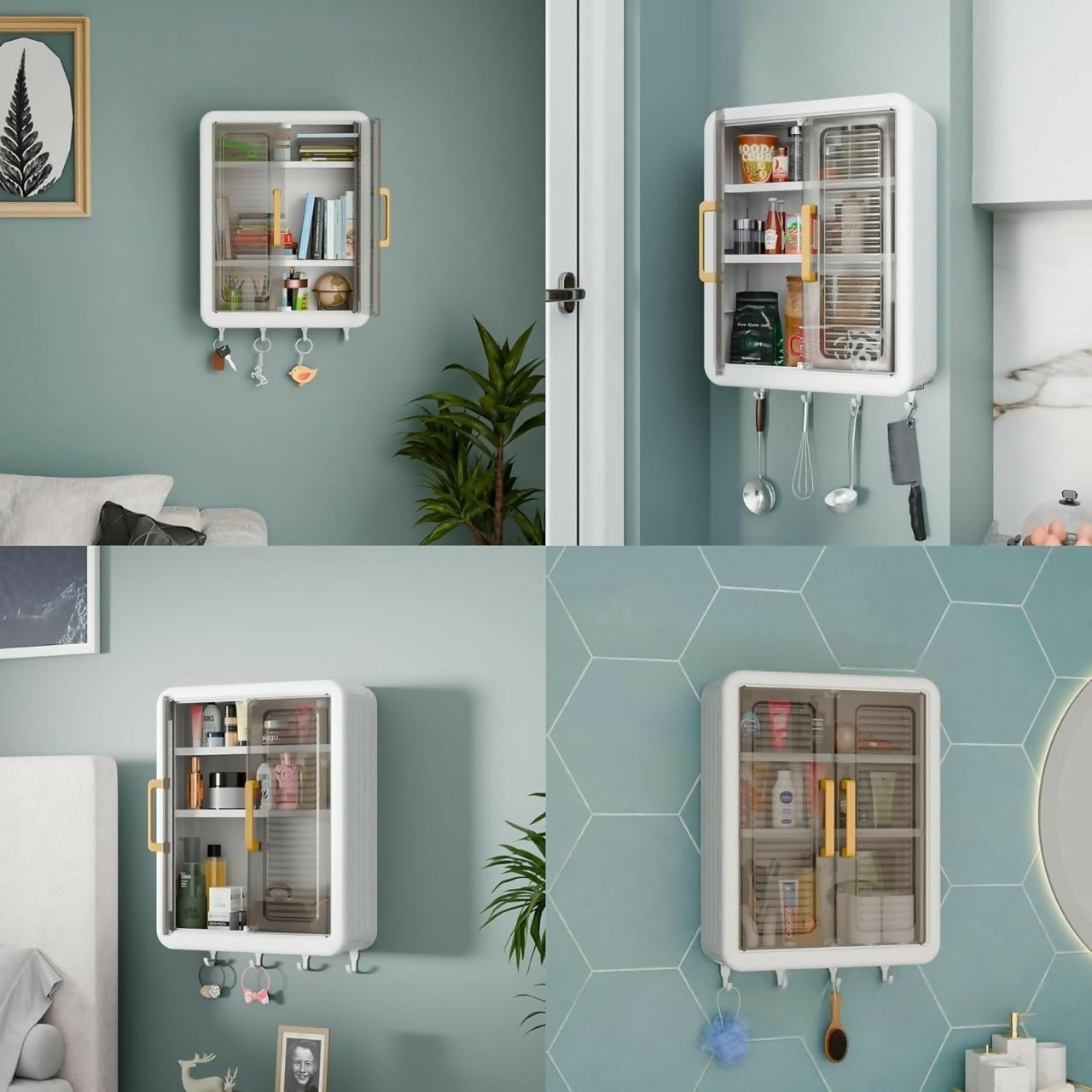 Large Wall-Mounted Kitchen Storage Cabinet Set