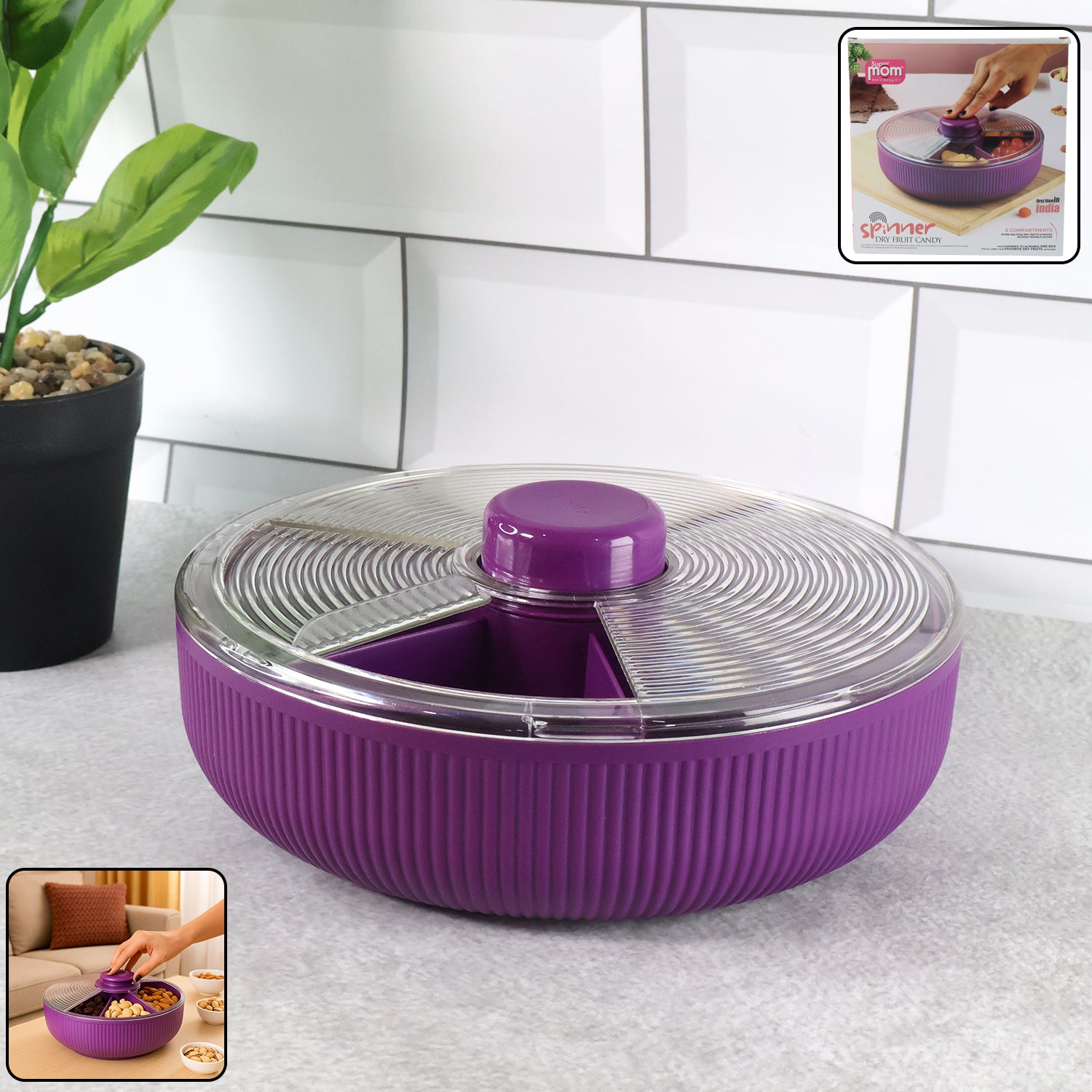 Supermom Multipurpose Round Rotating Dry Fruit & Snack Storage Container (1 Pc)