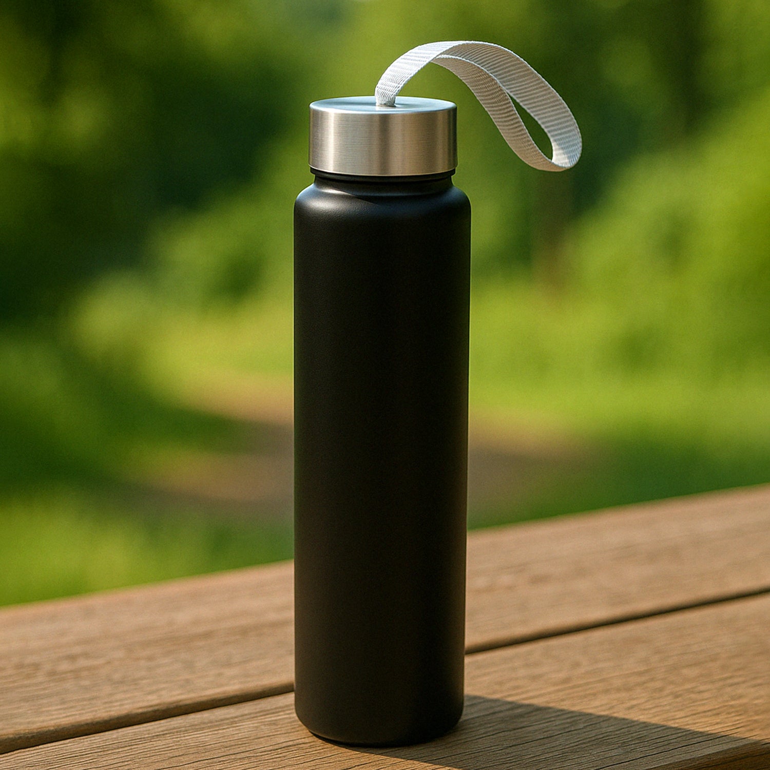 Portable Stainless Steel Water Bottle with Strap (Approx 250ML)
