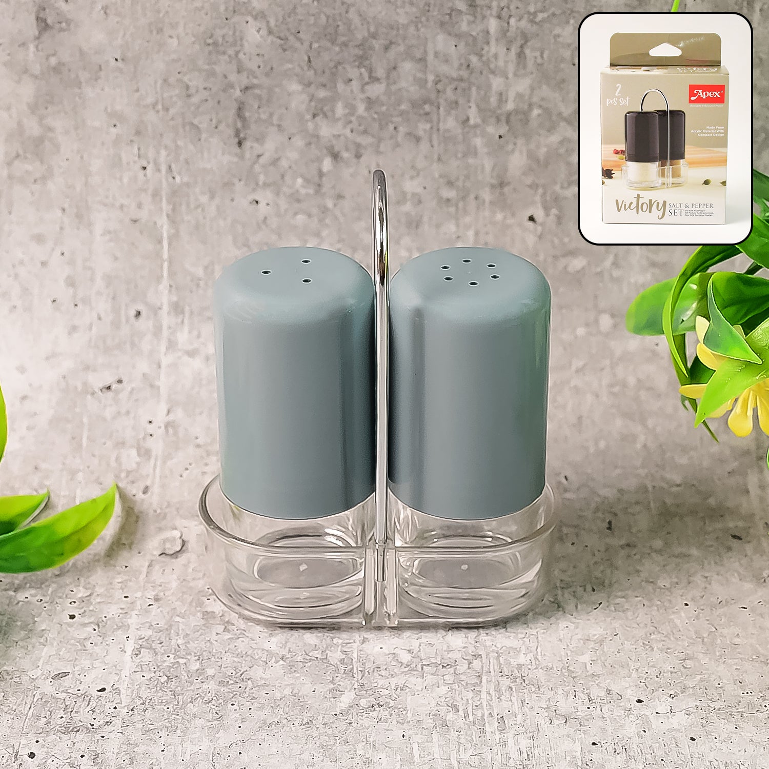 Apex Victory Salt & Pepper Dispenser Set – 2 Pcs Acrylic Seasoning Shaker