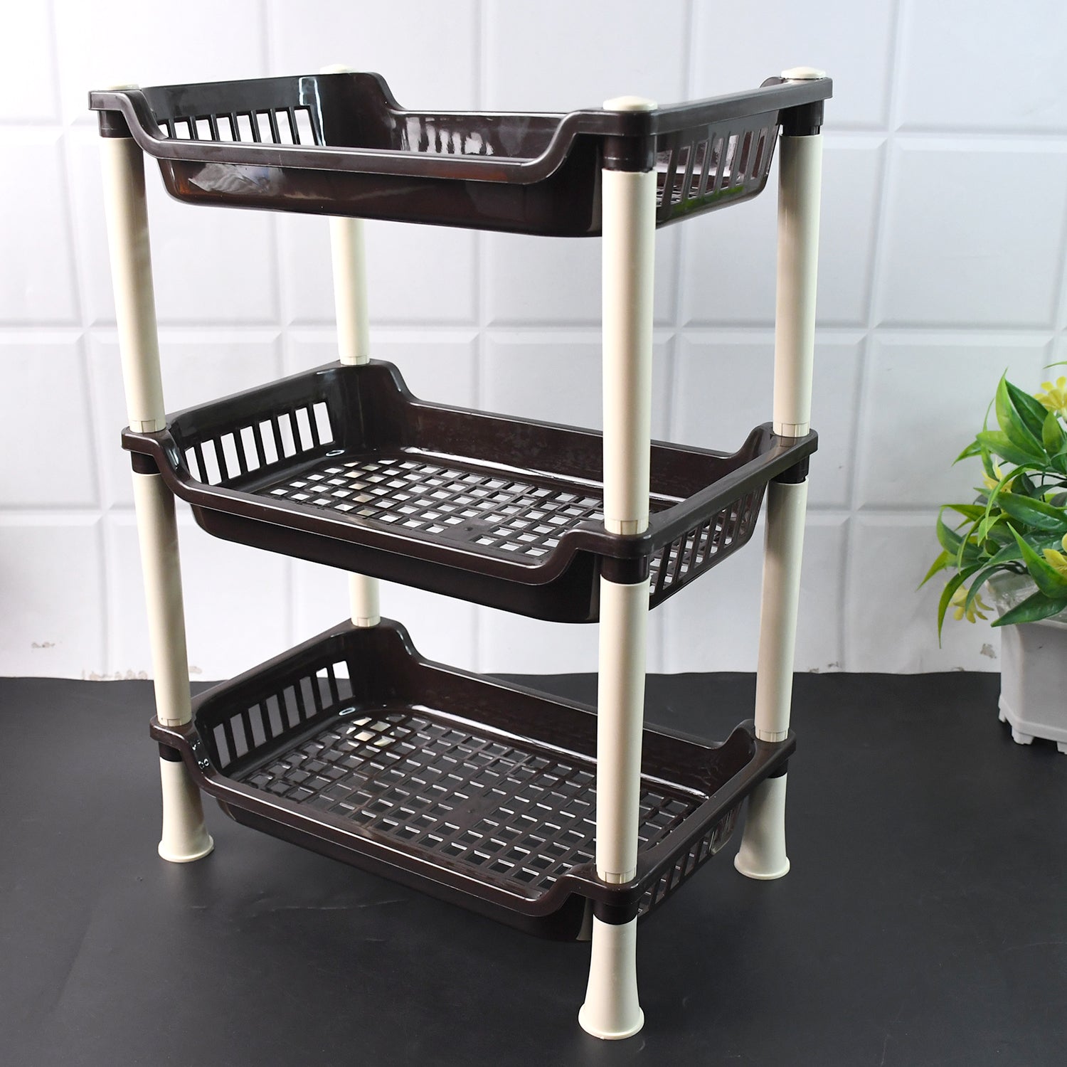 Apex Small Multiuse Plastic Storage Rack Organizer 3-Tier