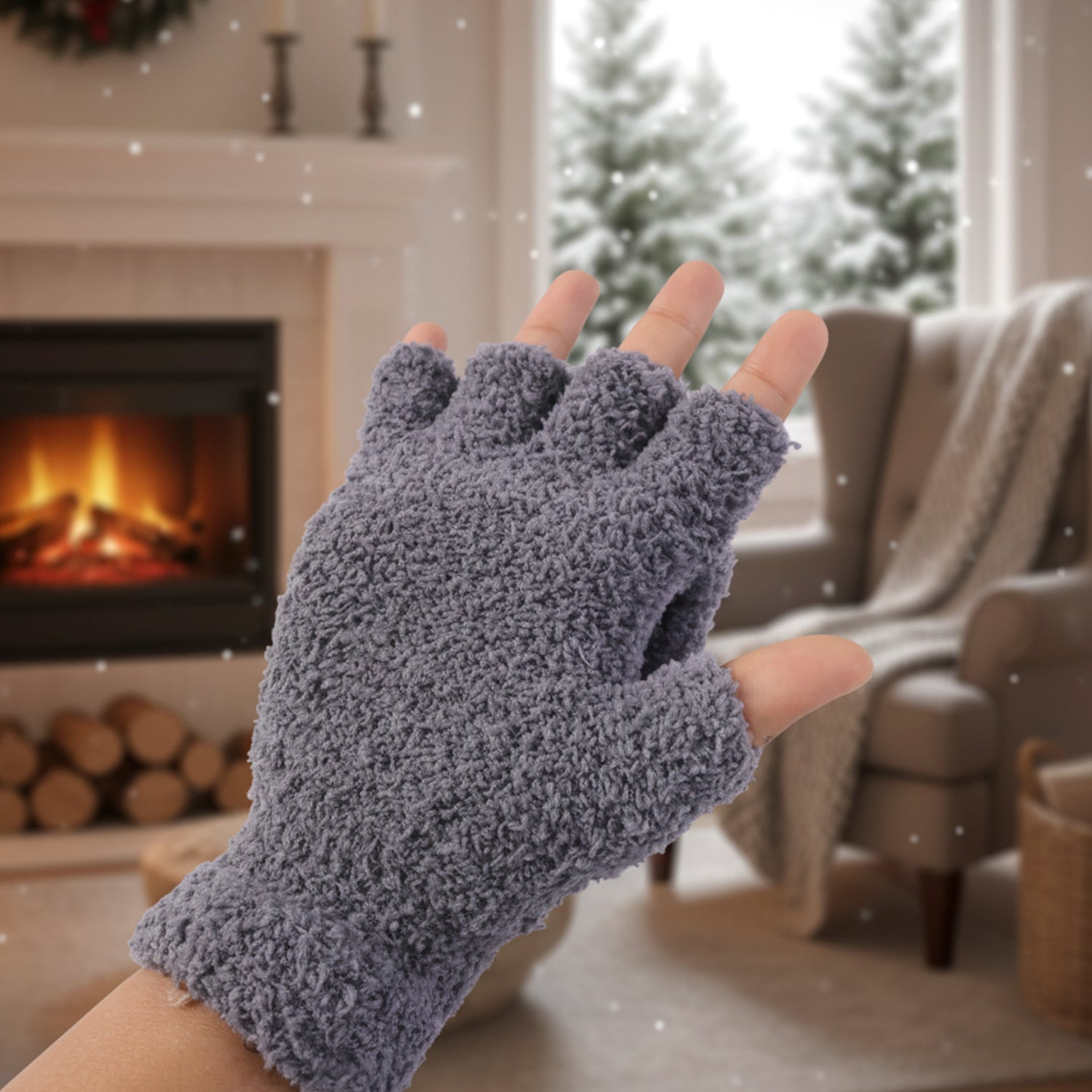 Winter Fingerless Gloves – Soft Warm Hand Gloves for Men & Women (1 Pair)