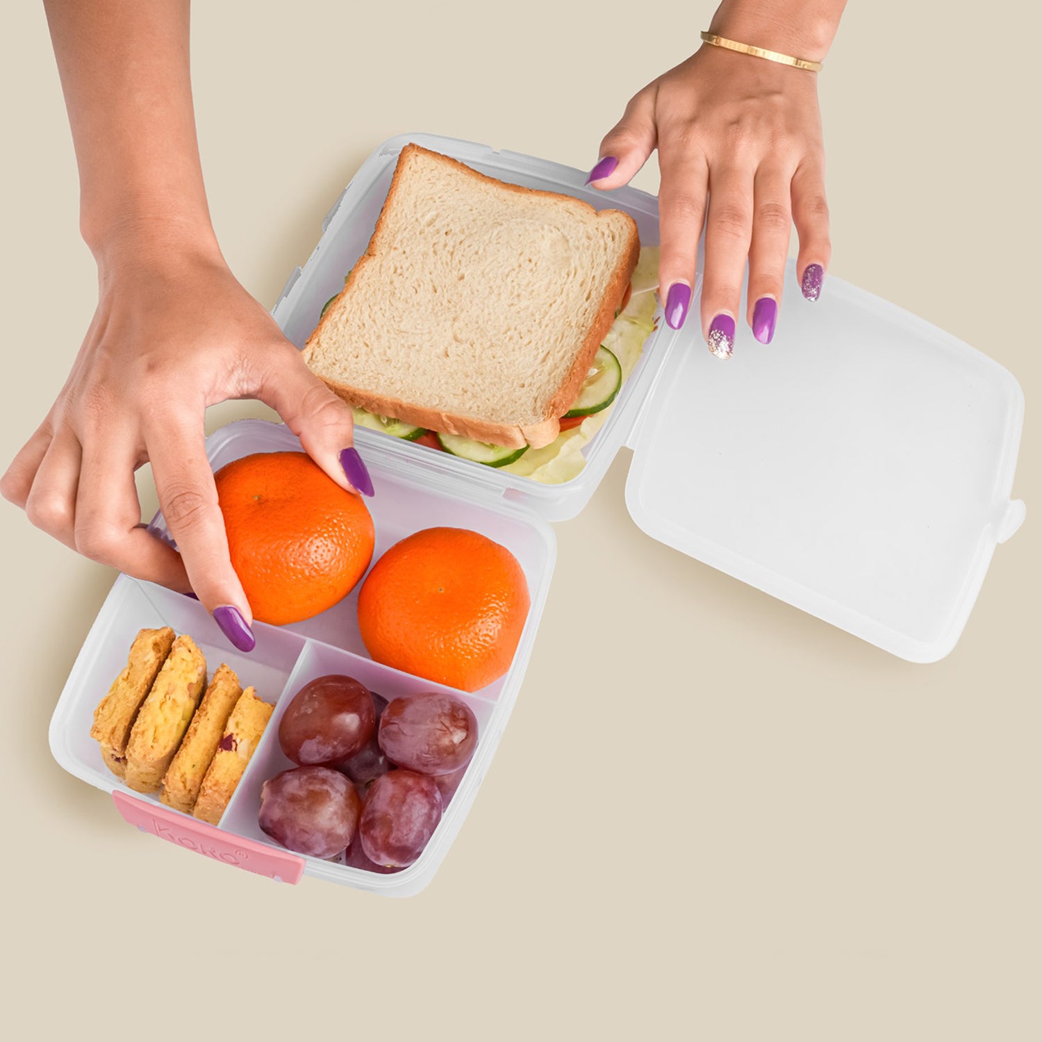 1 Large and 3 Small -Compartment 1400 ML Multipurpose Lunch Box (1400 ML / 1 Pc)