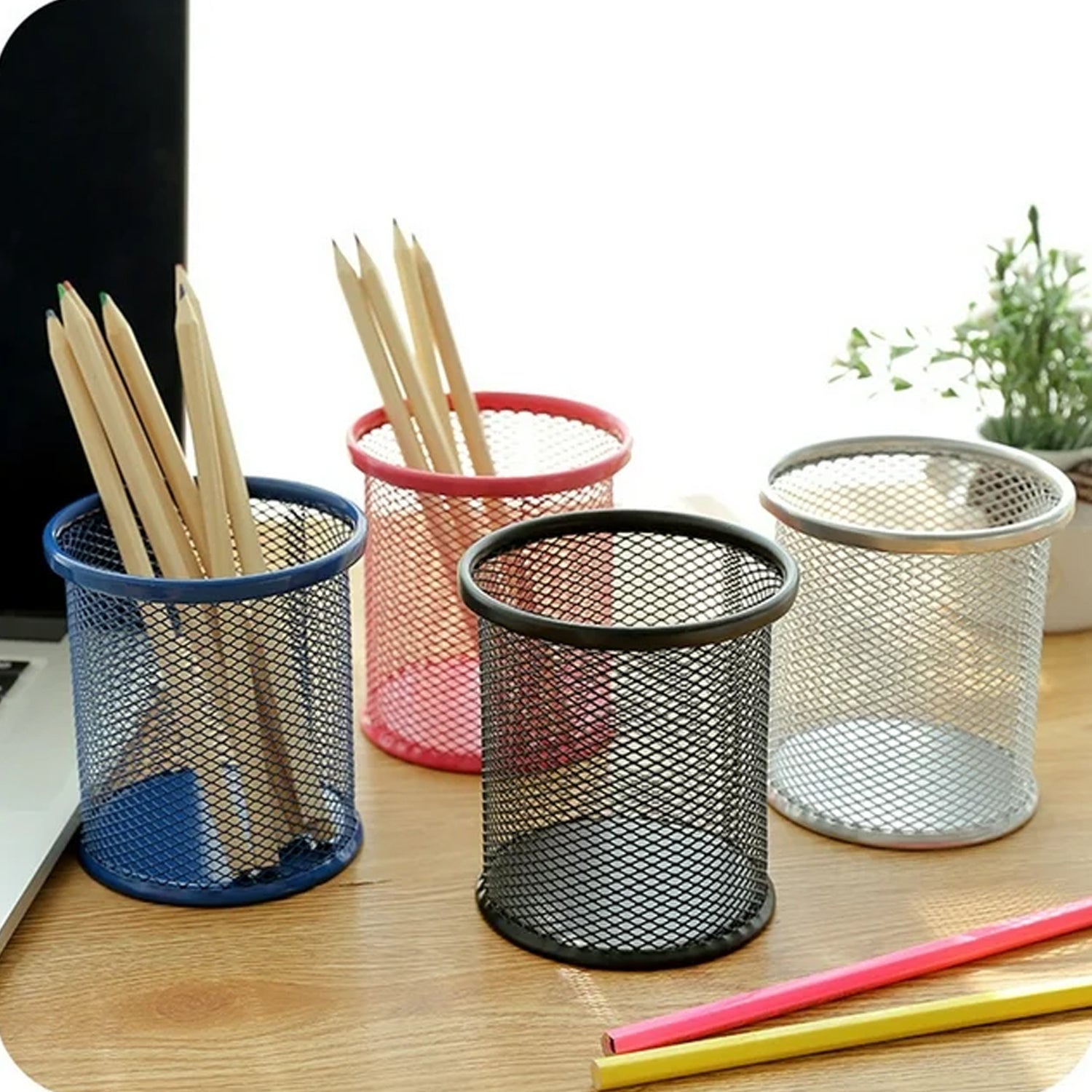 Metal Mesh Pen Holder for Desk (1 Pc): Pen Stand, Pencil Organizer, Stationery