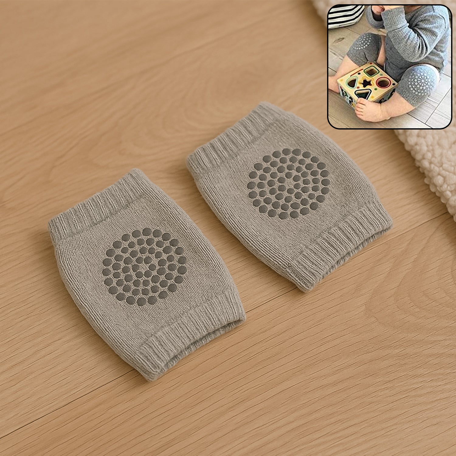 Grey Toddler Wool Knit Leg Warmer (Knee Guard)