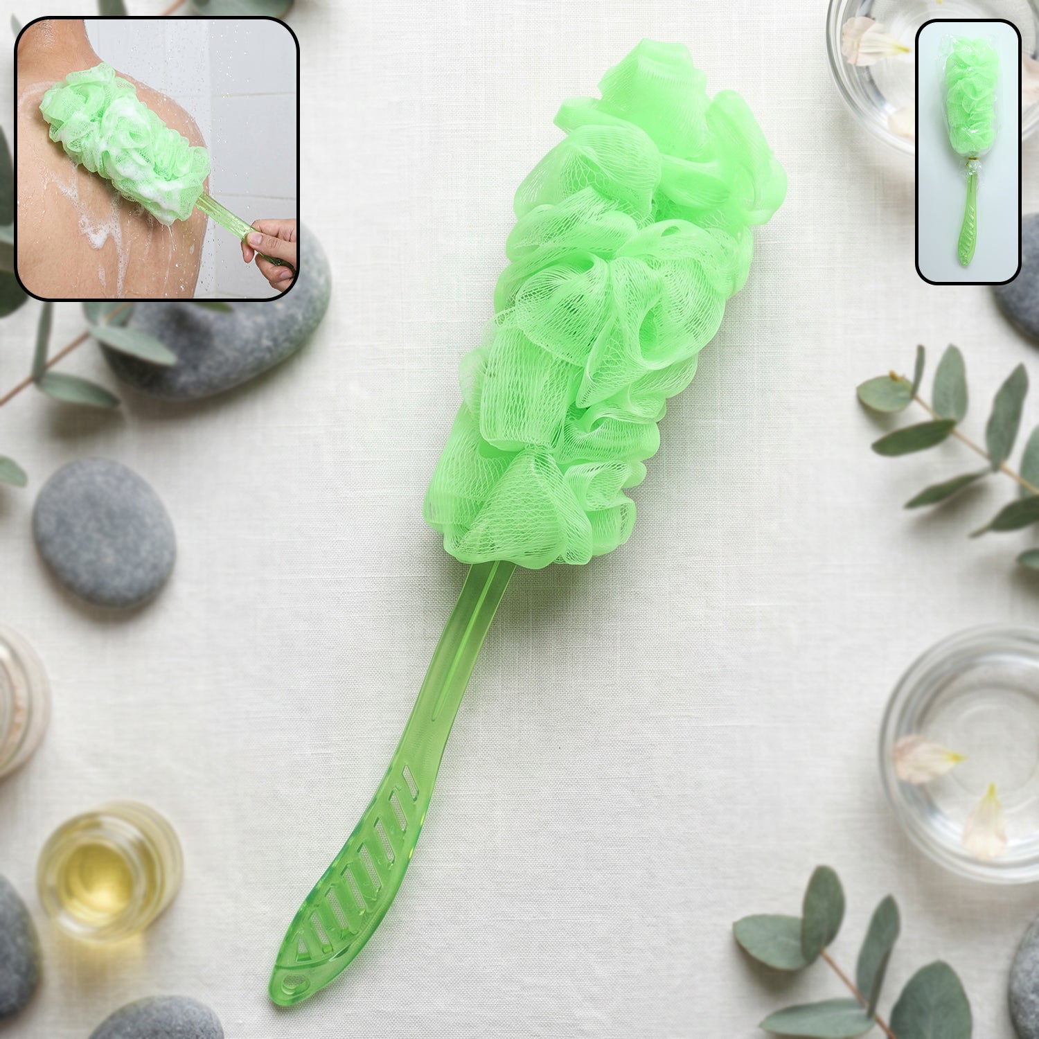 Extra Long Handle Bath Loofah Brush 45 cm Reach Shower Body Scrubber (1 Pc)