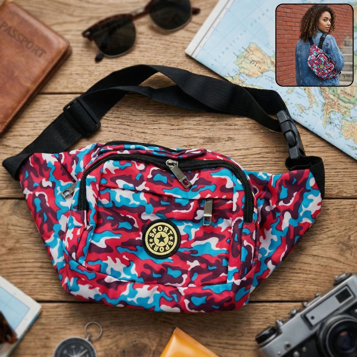 Stylish Multi-Purpose Waist Bag & Cross-body Sling Pouch (1 Pc)