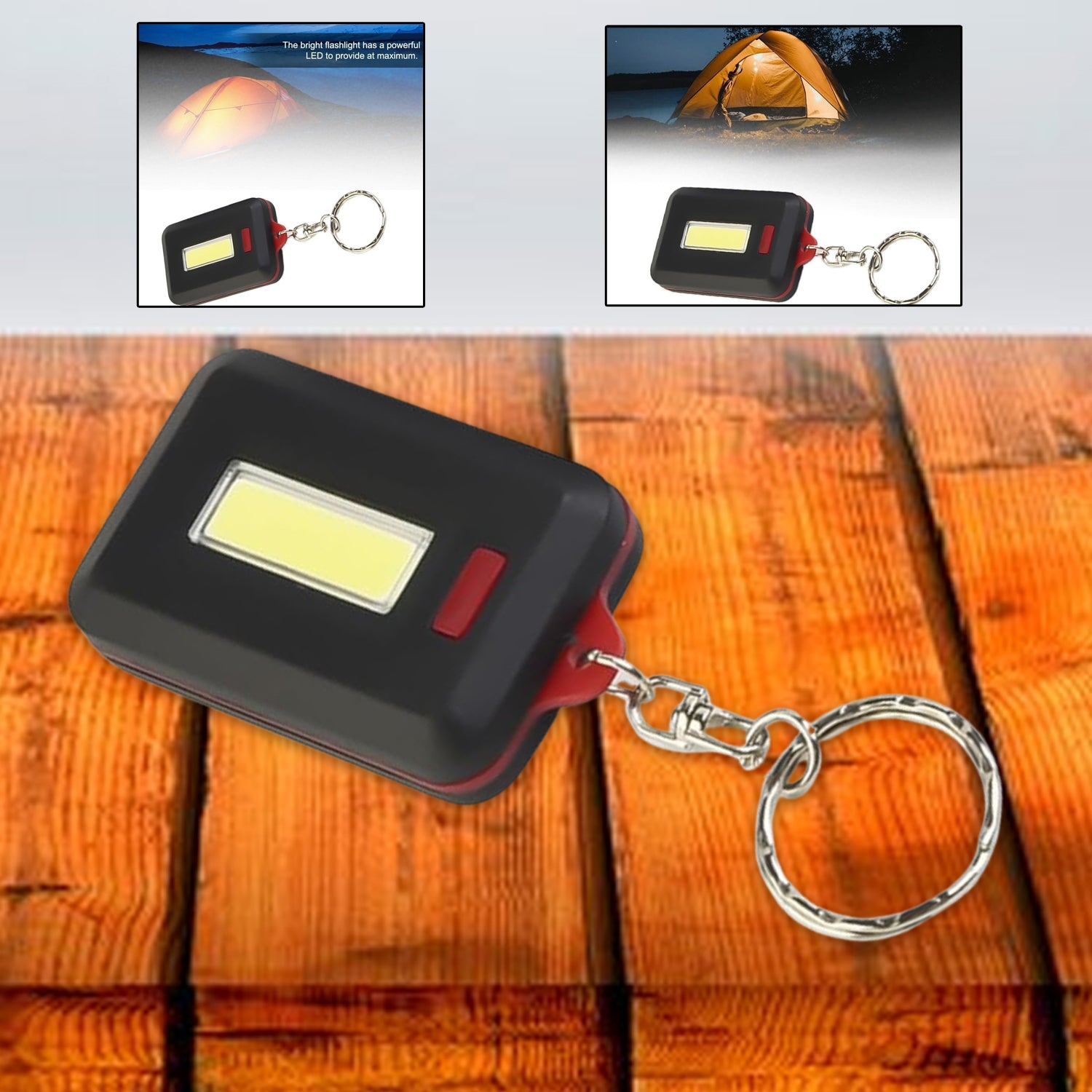 LED Keychain COB Light with Hook & Loop Sticker 3 Light Modes (1 Pc)