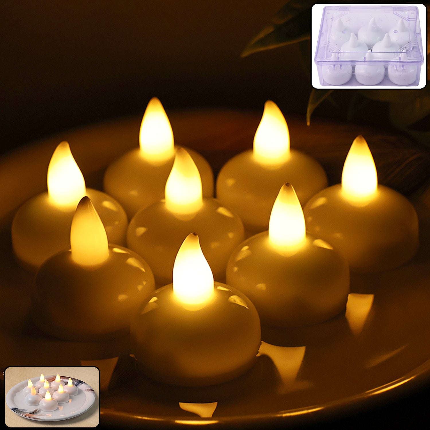 Round LED Flameless Tealight Candles - (8 Pc)