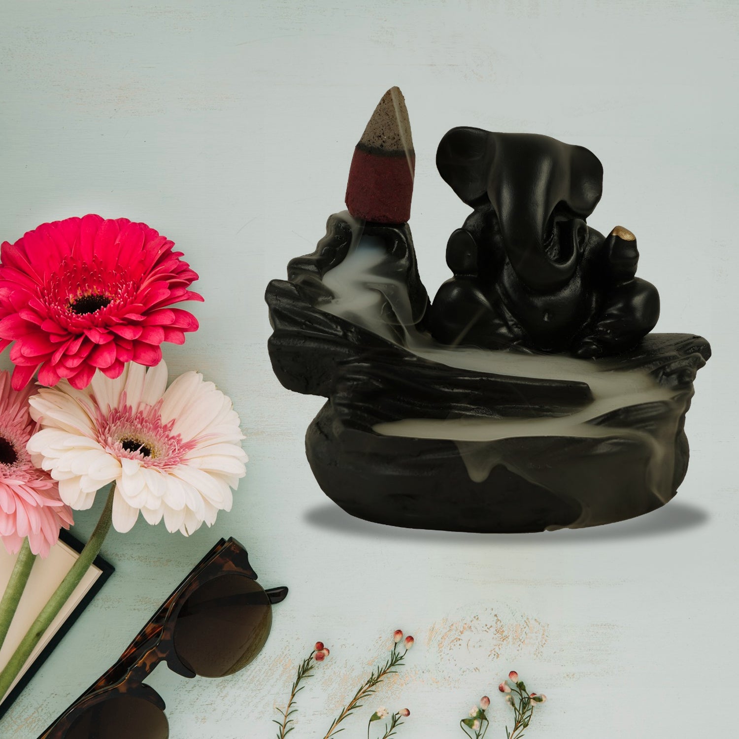 Smoke Fountain Ganesha Idol Decoration Items 8 Pc Backflow Incense Cones (1 pc)