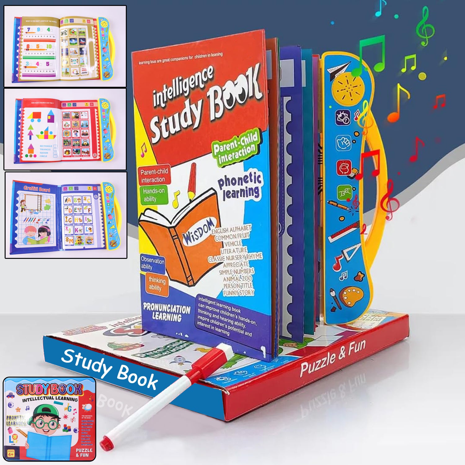 Musical Learning Study Book with Numbers, Letters