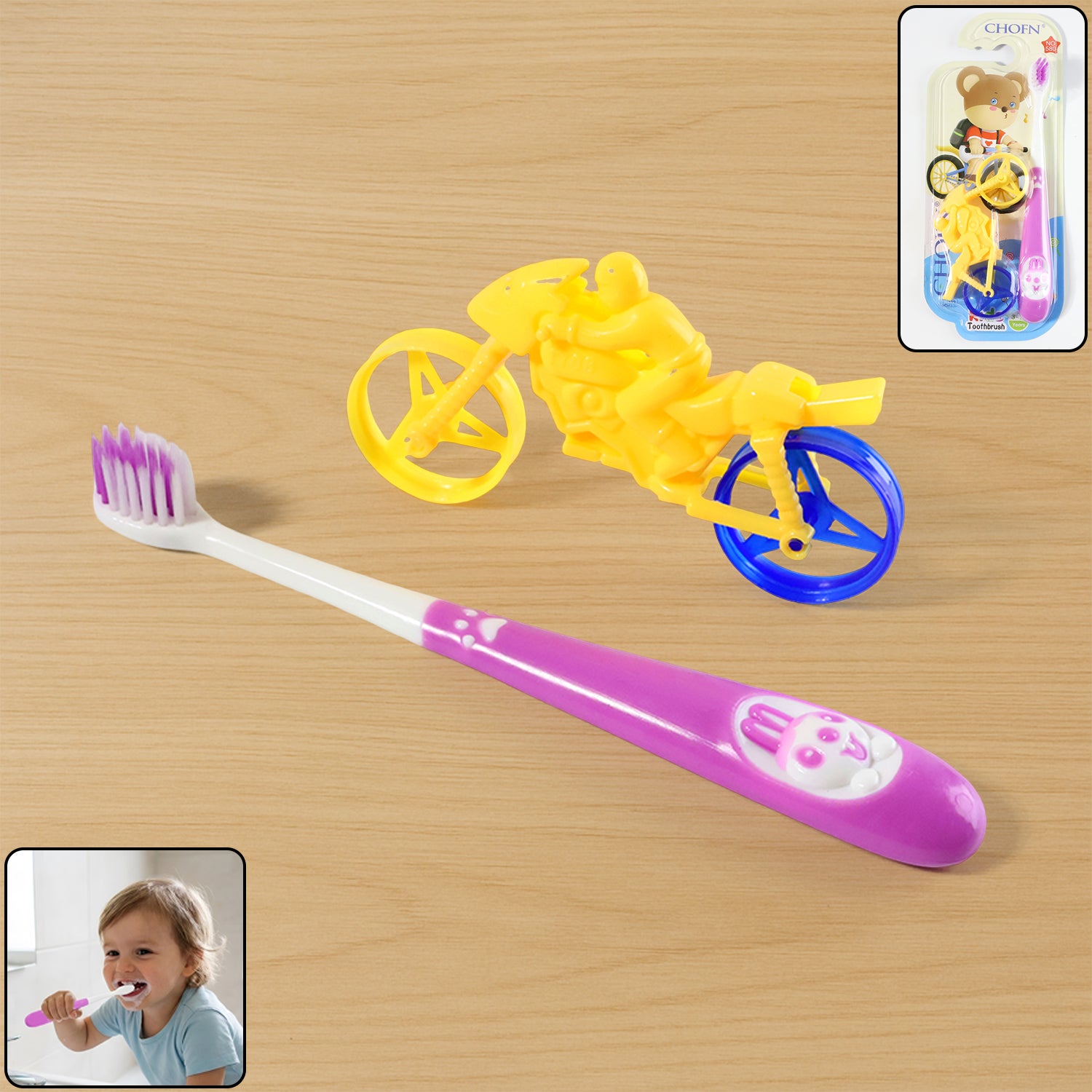 Kids Toothbrush and Bike Toy Set