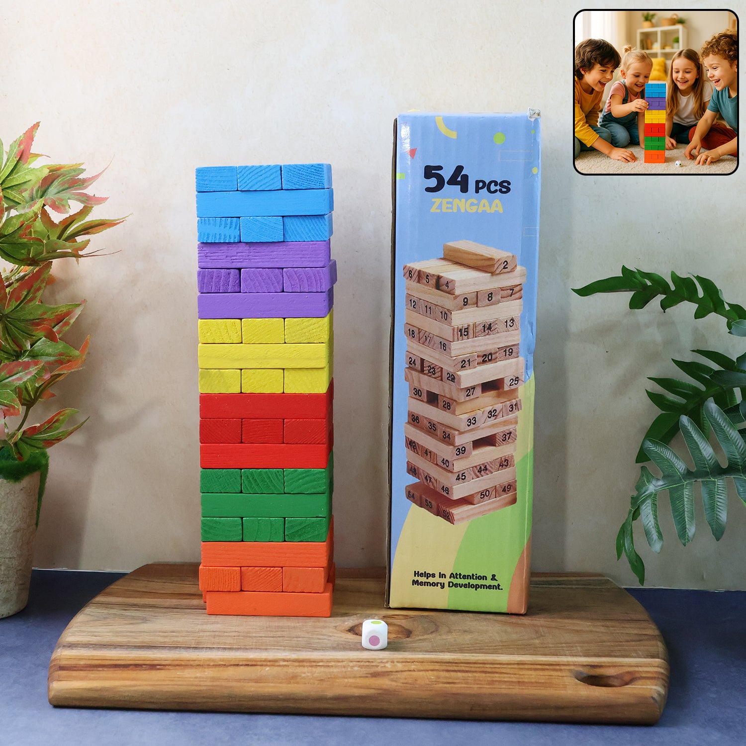 Wooden Stacking Tower Game - (54 Pc)