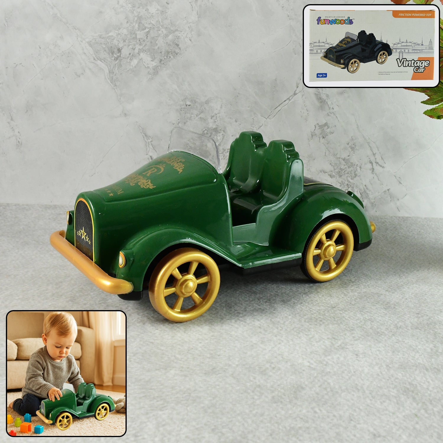 Funwoods Friction-Powered Vintage Car Toy - (1 Pc)