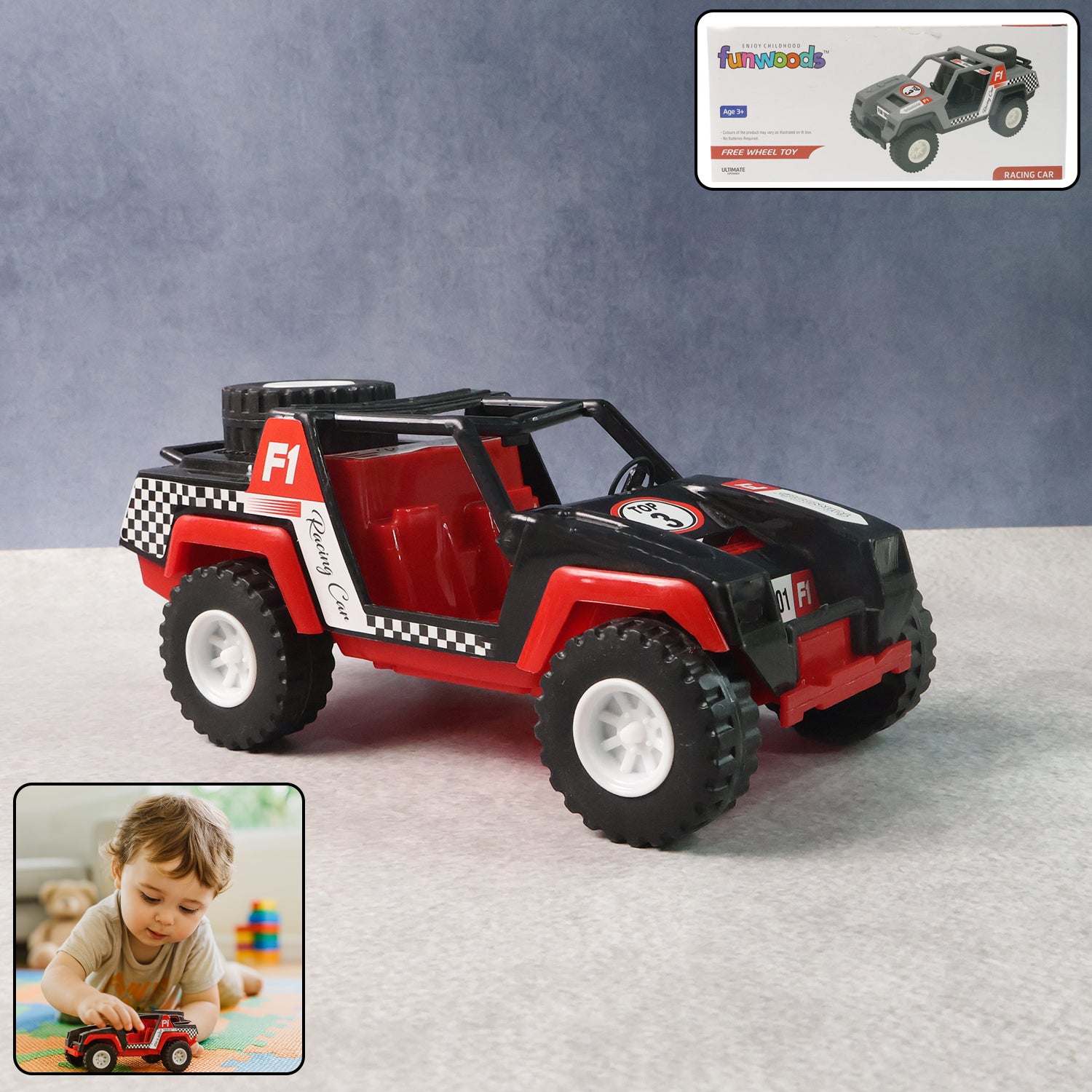 Funwoods Free-Wheel Racing Jeep Toy Car - (1 Pc)