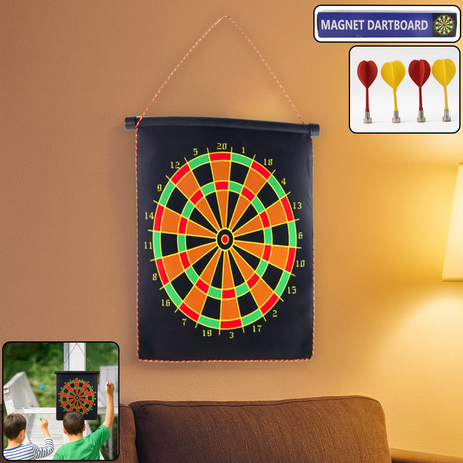 Magnetic Roll-Up Dartboard Game - (12-inch / Set)