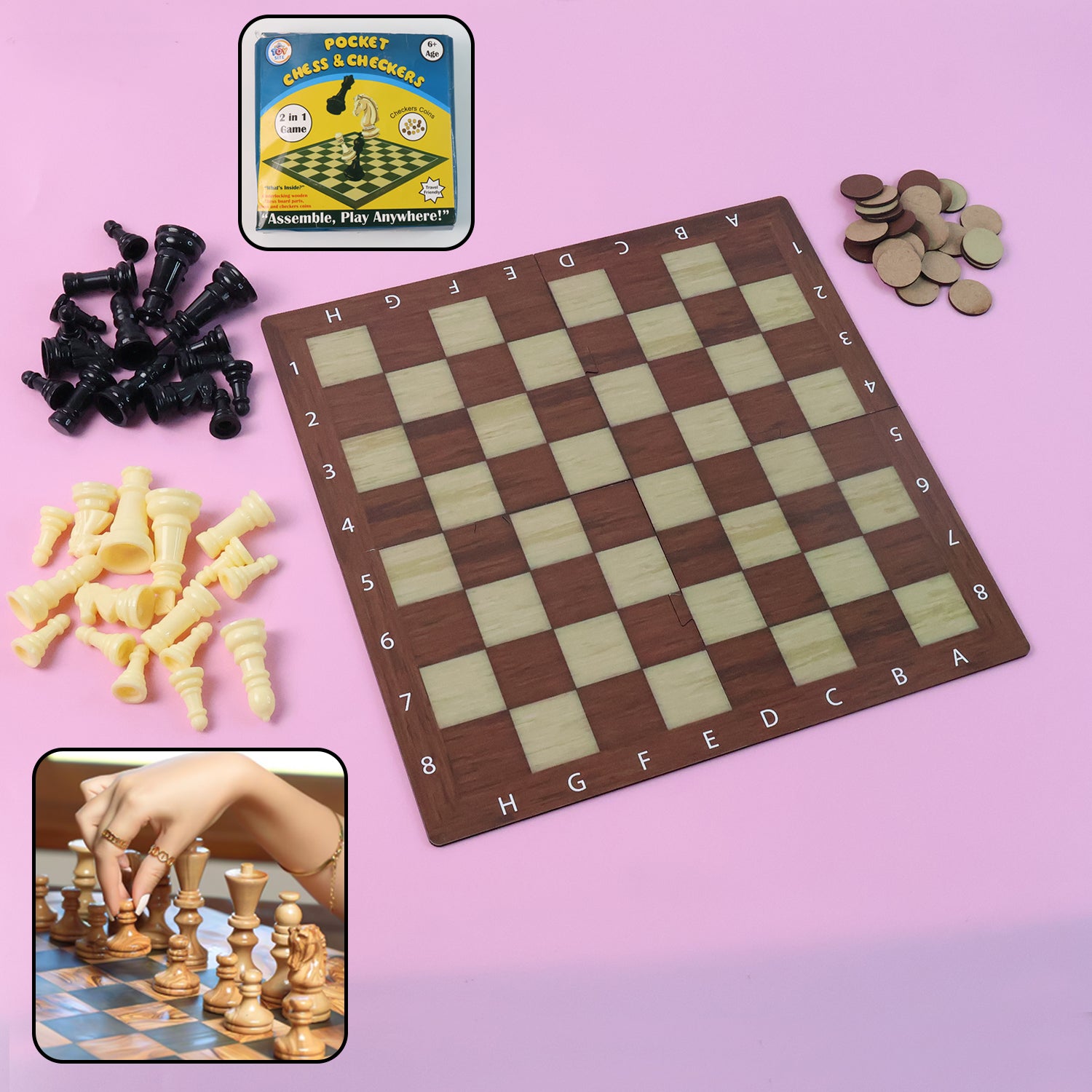 Chess & Checkers 2-in-1 Travel Game - (1 Set)