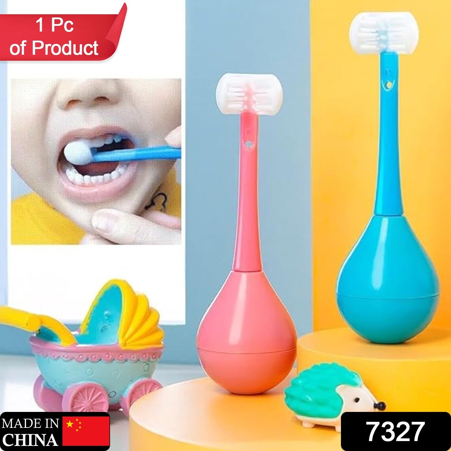 Soft Bristle 3-Sided Training Toothbrush – Inverted Silicone Head (Age 2-12, 1 Pc)