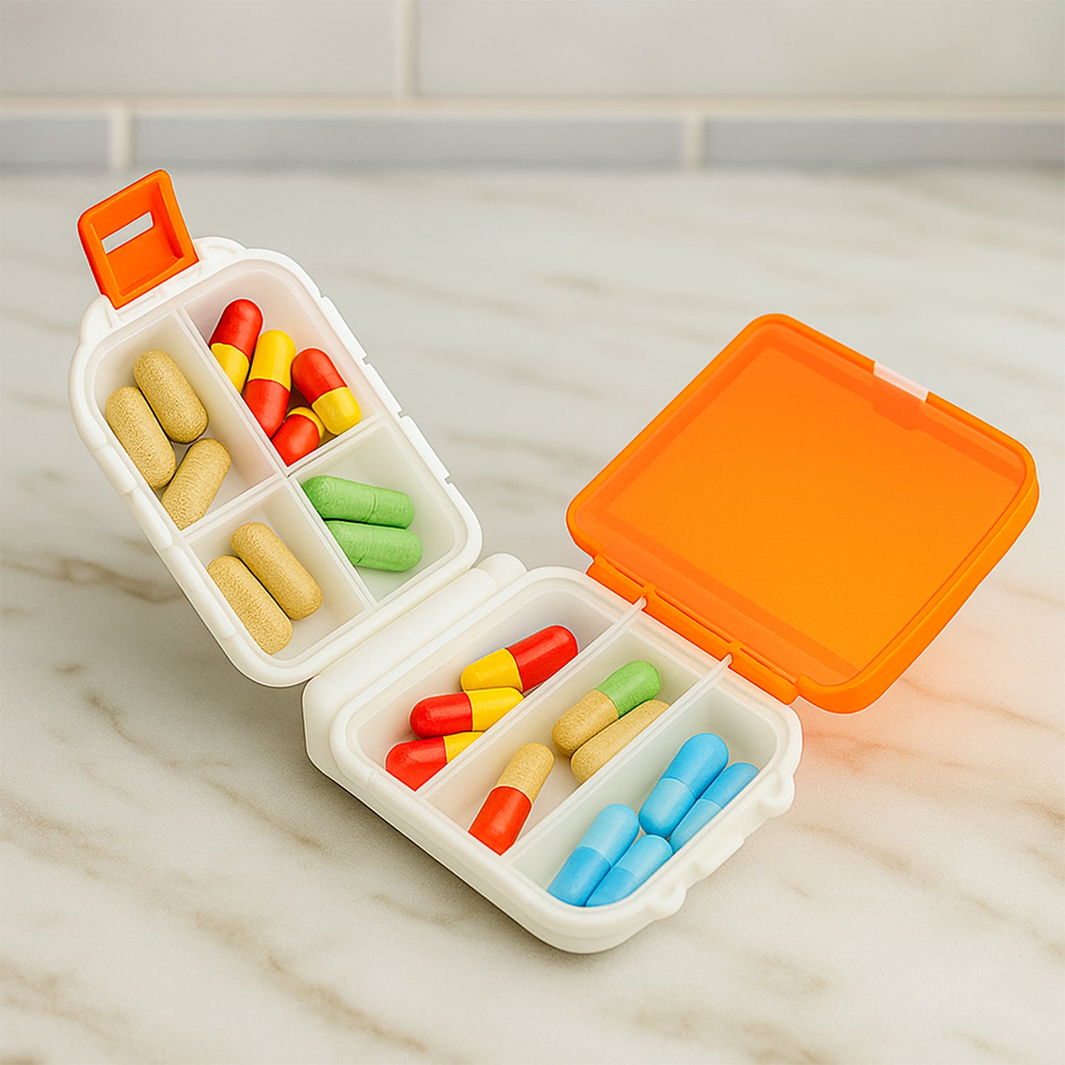 Portable Dual-Sided Pill Organizer Box (1 Pc)