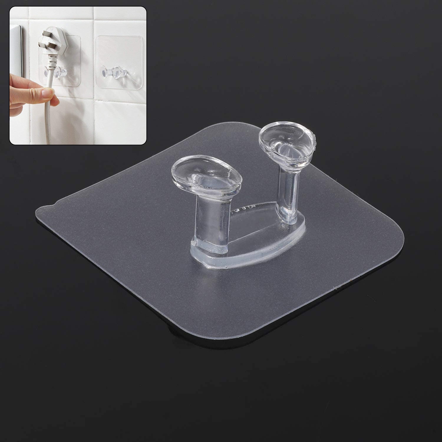 Transparent Self-Adhesive Wall Hook Waterproof & Oil-Proof Strong Holder (1 Pc)