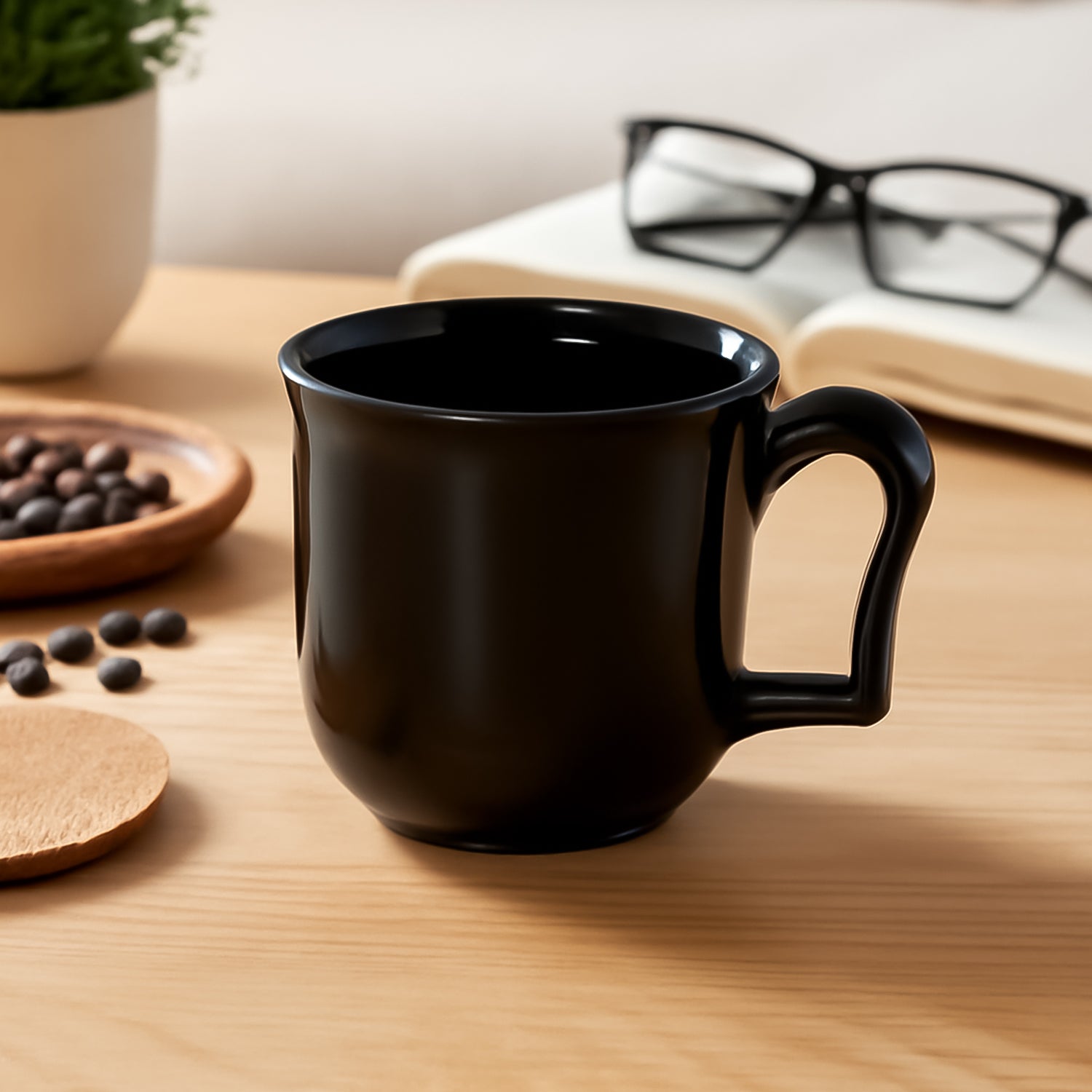 Premium Plastic Coffee / Tea Cups / Mug with Handle(1 Pc / Loose / Black)