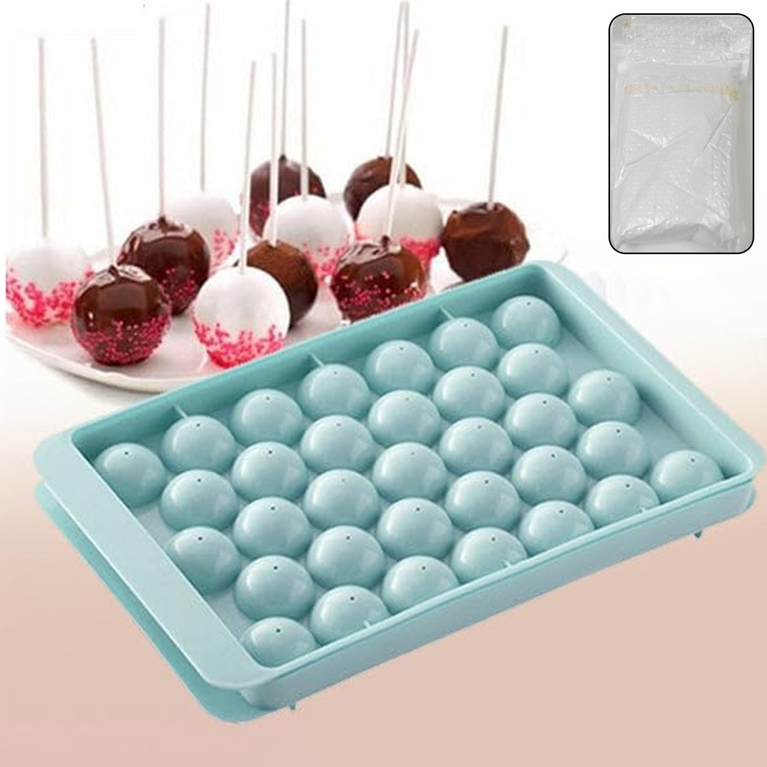 Plastic Round Reusable Ice Cube Ice Ball Mold / Lolli Candy Maker 33 Moulds (16.5×10 Cm / 1 Pc)