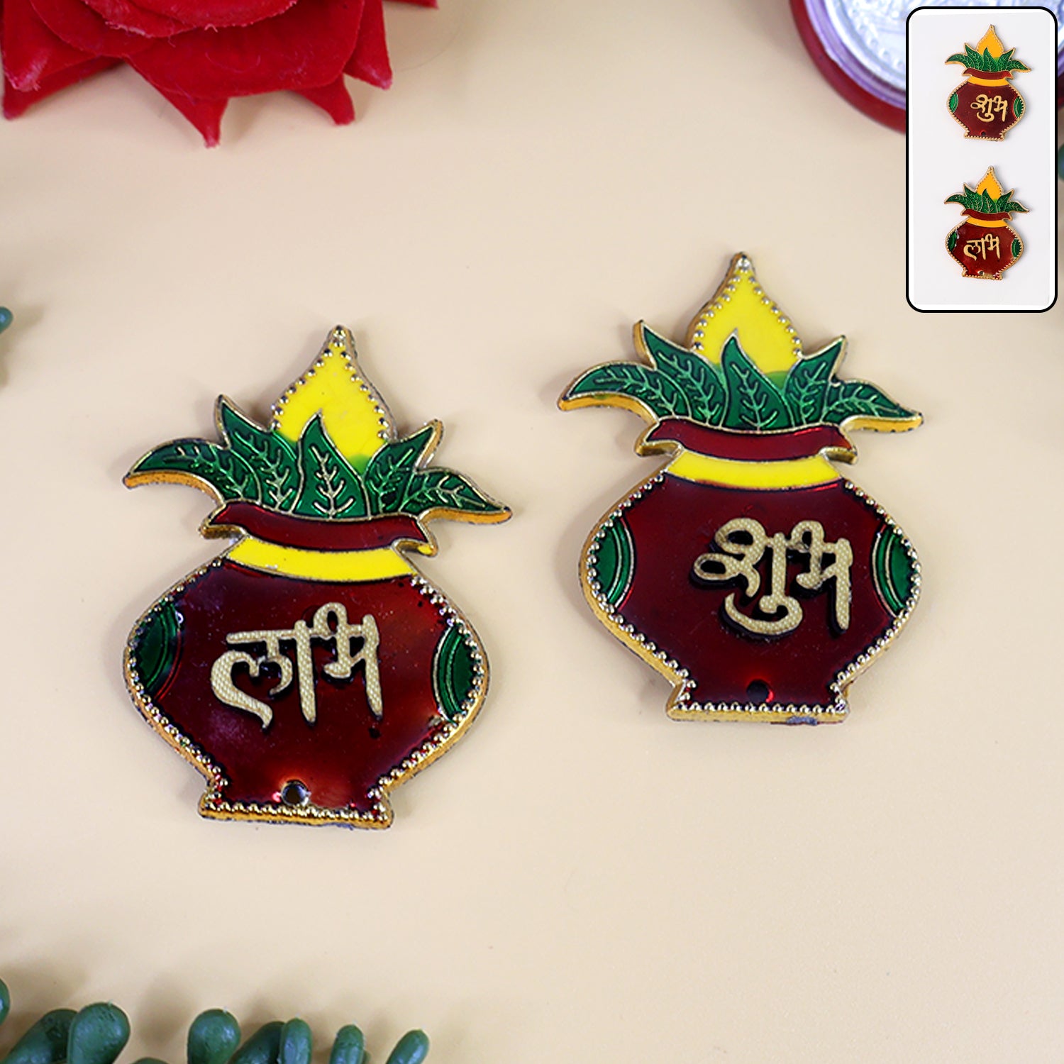 Shubh Labh Kalash Shaped Wall Hangings (2 Pc)