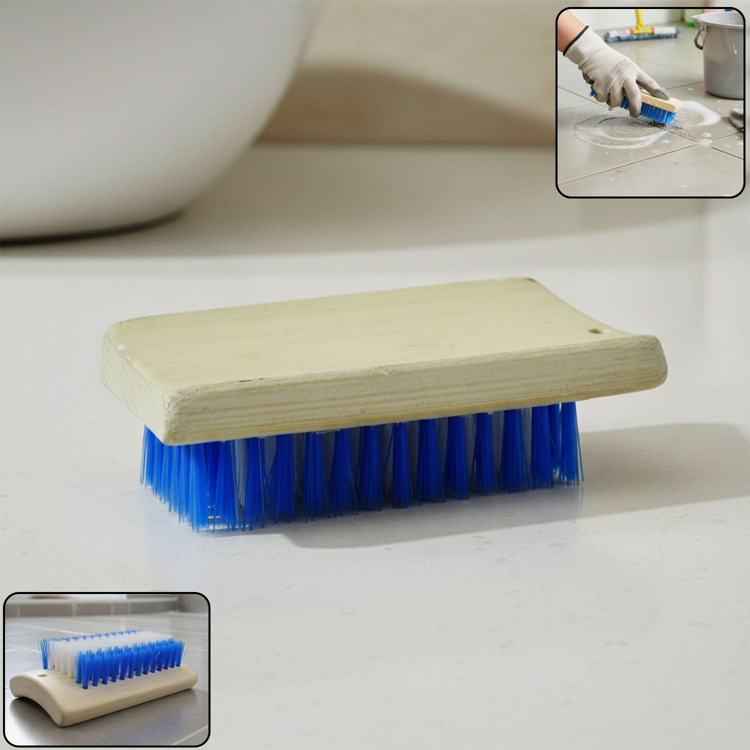 Heavy Duty Wooden Handle Hard Bristle Cleaning Scrub Brush (1 Pc)