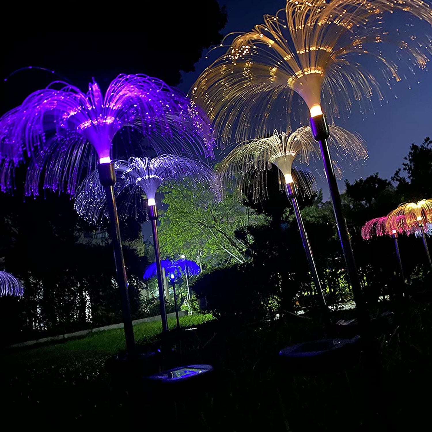 Solar Outdoor Lights – 7-Color Waterproof Jellyfish Like Firework Home Decor (1pcs)