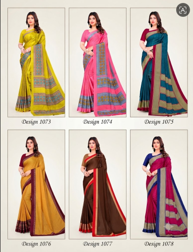 Designer Georgette Saree Collection with Rich Zari-Style Borders & Blouse Piece (Catalog Set of 6 Variants)