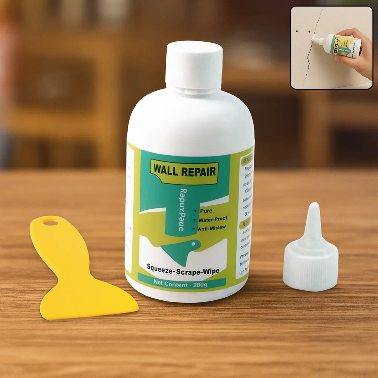 Wall Crack Repair Cream with Scraper - (Set)