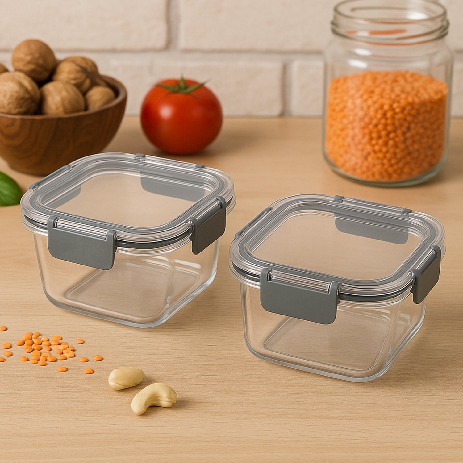 Apex Press N’ Lock Airtight Food Storage Container Set (2Pc/450ml) Approx