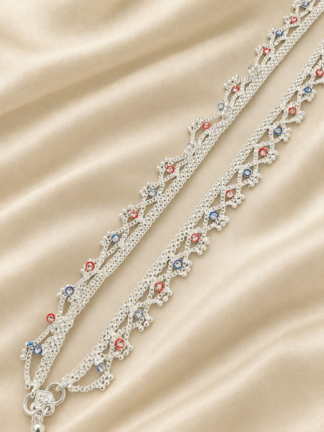 Intricate Silver Plated Pearl and Zircon Beaded Necklace