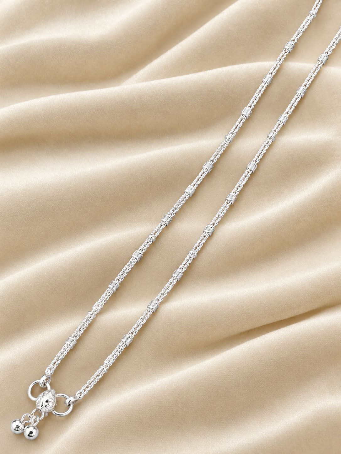 Elegant Silver Plated Zircon Chain Necklace with Dangling Beads