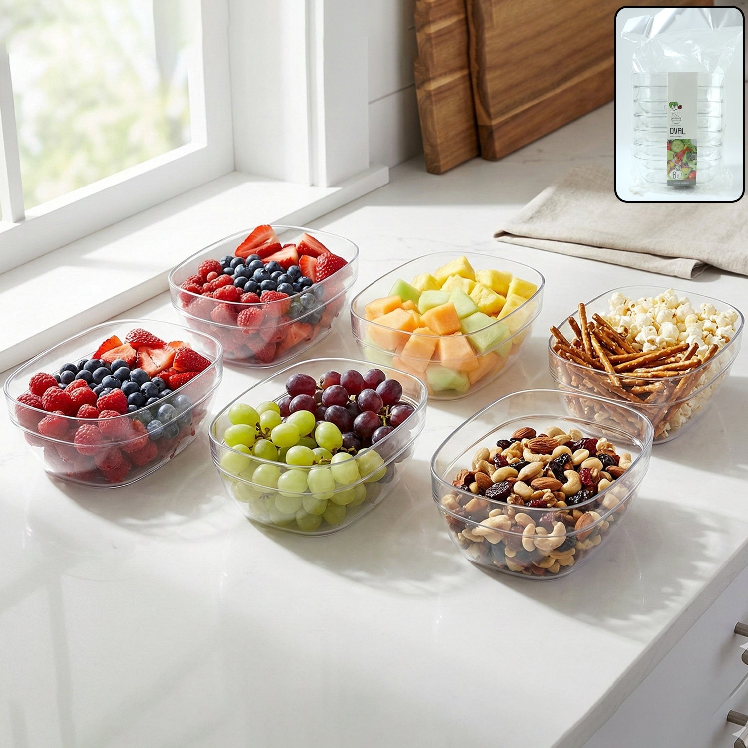 Multipurpose Transparent Serving & Storage Bowls Set (6 Pc Set)