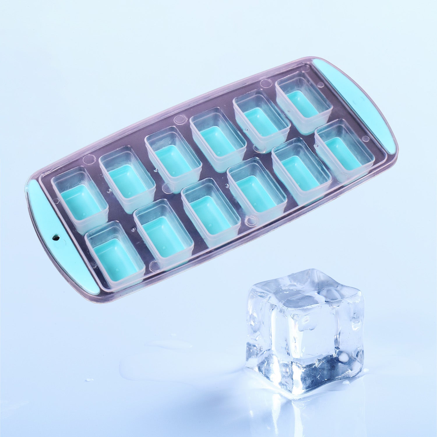 12-Grid Silicone Ice Cube Tray - Food-Grade Square Ice Maker, Easy Release Bottom